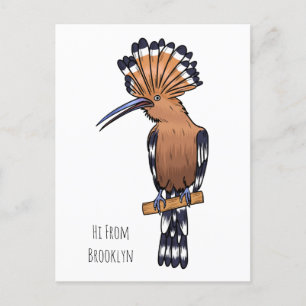 Cartão Postal Ilustração de desenho animado de pássaros-hópoe-as