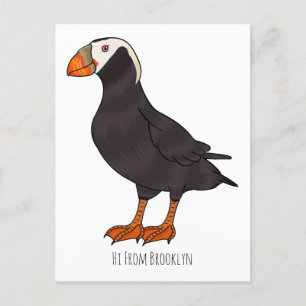 Cartão Postal Ilustração de desenho animado de pássaros puffin t