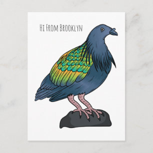 Cartão Postal ilustração de desenho animado de pombo Nicobar