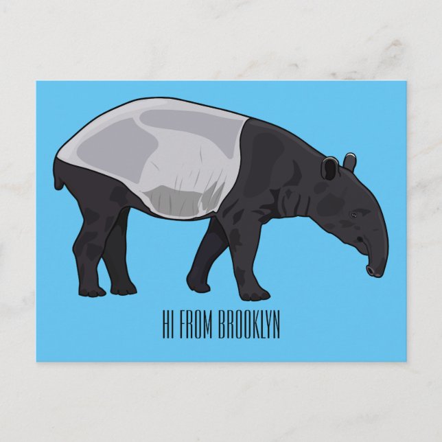 Cartão Postal Ilustração de desenho animado de Tapir (Frente)
