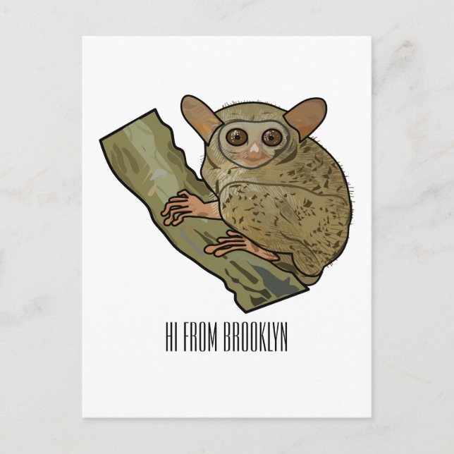 Cartão Postal Ilustração de desenho animado de Tarsier (Frente)