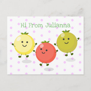 Cartão Postal Ilustração de desenho animado de tomate de cereja