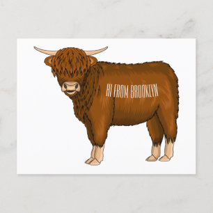 Cartão Postal Ilustração de desenho animado de vaca em terras al