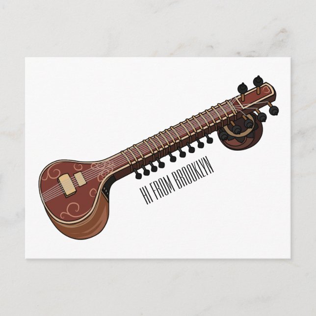Cartão Postal Ilustração de desenho animado de violão (Frente)