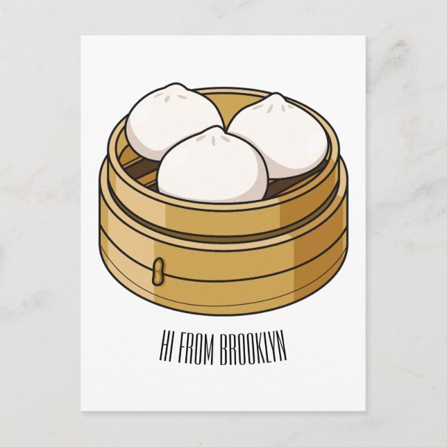 Cartão Postal Ilustração de desenho animado Dim sum (Frente)