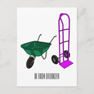 Cartão Postal Ilustração de desenho animado do carrinho de rodas