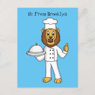 Cartão Postal Ilustração de desenho animado do chef de leão 