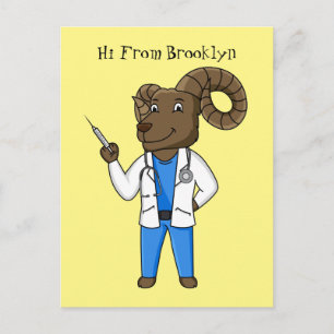 Cartão Postal Ilustração de desenho animado do médico de ovel