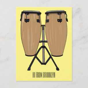 Cartão Postal Ilustração de desenho animado do tambor de bongo