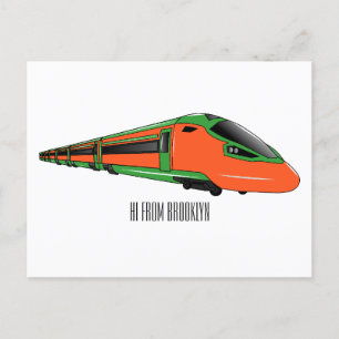 Cartão Postal Ilustração de desenho animado do trem de bala