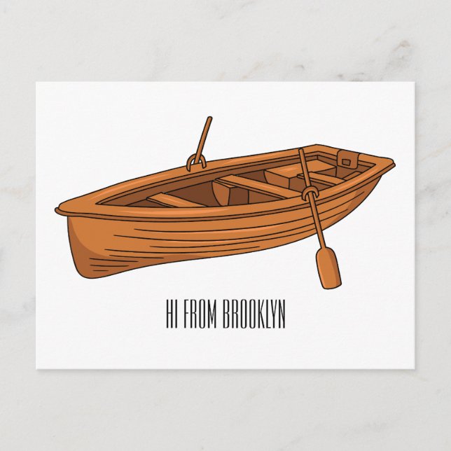 Cartão Postal Ilustração de desenho animado em Rowboat (Frente)