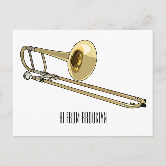 Cartão Postal Ilustração de desenho animado Trombone (Frente)