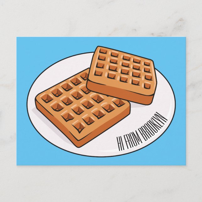 Cartão Postal Ilustração de desenho animado Waffle (Frente)