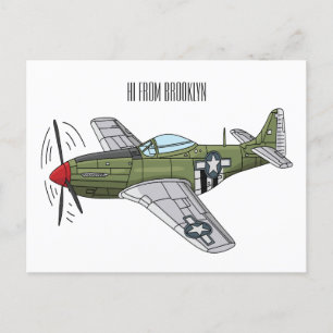 Cartão Postal Ilustração de desenho de avião militar