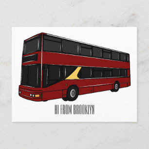 Cartão Postal Ilustração de desenho de barramento de dois andare