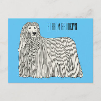 Cartão Postal Ilustração de desenho de cães Komondor