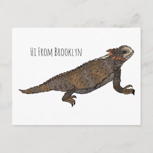 Cartão Postal Ilustração de desenho de lagarto com horda-regal