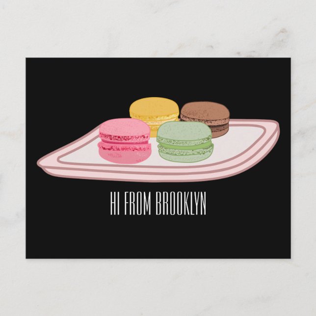 Cartão Postal Ilustração de desenho de Macaron (Frente)