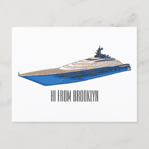 Cartão Postal Ilustração de desenho em Yacht
