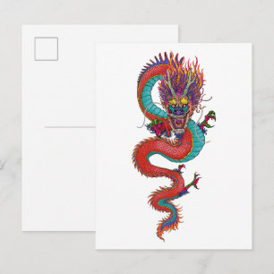 Cartão Postal Ilustração de dragão chinês antigo