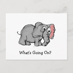 Cartão Postal Ilustração de Elefante Desenhada à Mão e Caprichos
