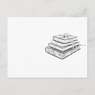 Cartão Postal Ilustração de Esquema de Vintage de Livros Empilha
