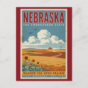 Cartão Postal Ilustração de Fazenda da Pradaria de Nebraska Arte