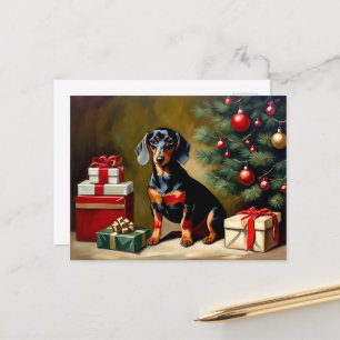 Cartão Postal Ilustração de Feriado de Dachshund