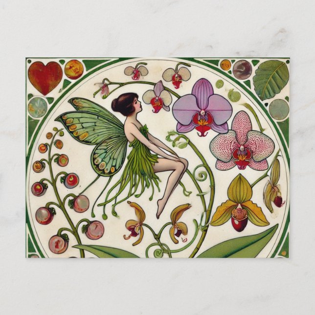 Cartão Postal Ilustração de Flor de Orquídea Fada                (Frente)