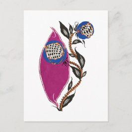 Cartão Postal Ilustração de flor em estilo de impressão de estên