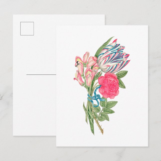 Cartão Postal Ilustração de flores vintage (Frente/Verso)