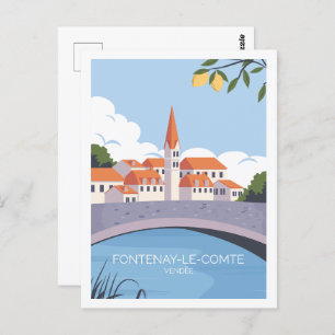 Cartão Postal Ilustração de fonte le comte Famous Viagem Place