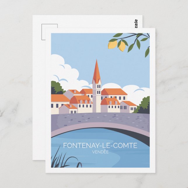 Cartão Postal Ilustração de fonte le comte Famous Viagem Place (Frente/Verso)