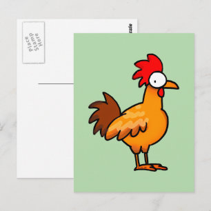Cartão Postal Ilustração de Frango de Desenho Animado Divertido