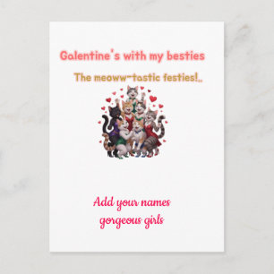Cartão Postal Ilustração de Gatas Amigas do Dia de Galentine
