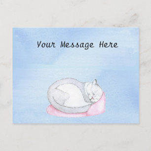 Cartão Postal Ilustração de Gatinho Adormecido