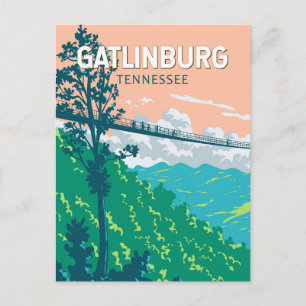 Cartão Postal Ilustração de Gatlinburg Tennessee Arte de Viagem