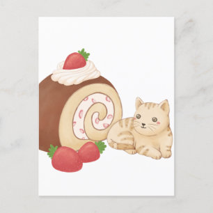 Cartão Postal Ilustração de Gato e Deserto