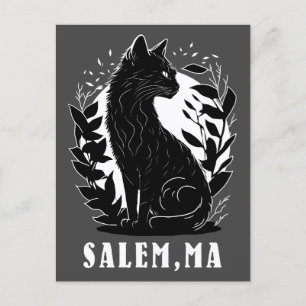 Cartão Postal Ilustração de Gato Preto   Salem