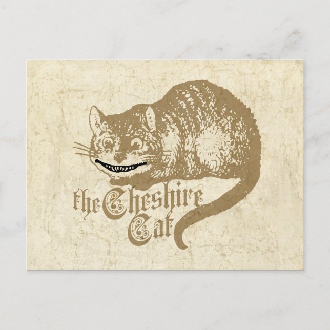 Cartão Postal Ilustração de Gato Vintage Cheshire (Frente)