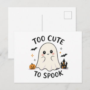 Cartão Postal Ilustração de Halloween de Fantasma Demais de Fofo