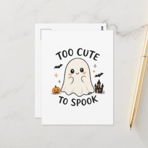 Cartão Postal Ilustração de Halloween de Fantasma Muito Fofo Par
