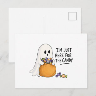 Cartão Postal Ilustração de Halloween de Fantasma Só Aqui Pelo D