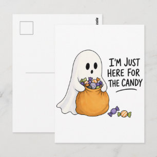 Cartão Postal Ilustração de Halloween do Fantasma Aqui Só Pelo D