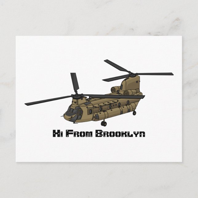 Cartão Postal Ilustração de helicóptero militar Chinook (Frente)