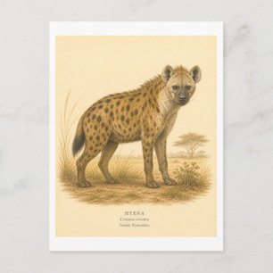 Cartão Postal Ilustração de Hiena em Estilo Clássico