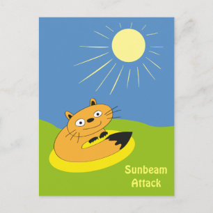 Cartão Postal Ilustração de Humor de Gato Introvertido Aconchega