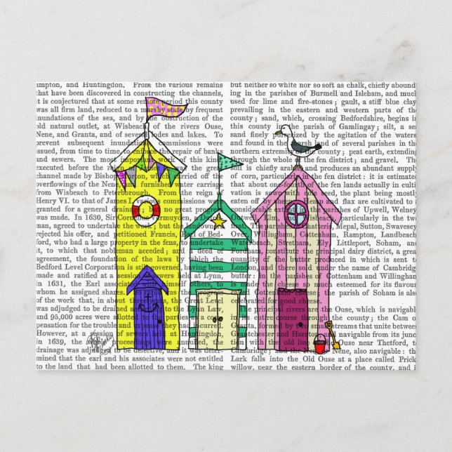 Cartão Postal Ilustração de Huts de Praia 1 (Frente)