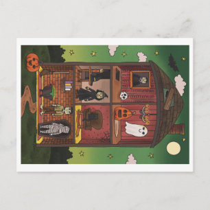 Cartão Postal Ilustração de Interior de Casa Assombrada de Hallo