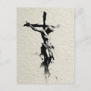 Cartão Postal Ilustração de Jesus na Cruz